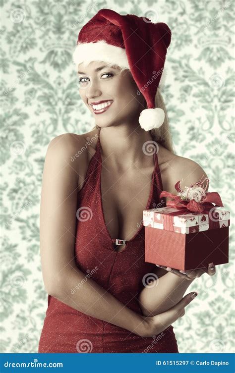 Sexy Meisje Met Kerstmisgift Stock Afbeelding Image Of Schoonheid