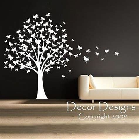 Huge Butterfly Tree With Trailing Butterflies Vinyl Wall Decal Sticker