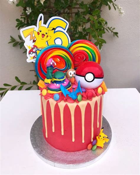 A Pokemon Themed Birthday Cake On A Table