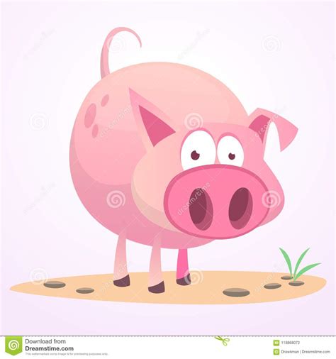 Vector Illustration Of Cute Pig Cartoon Isolated On White