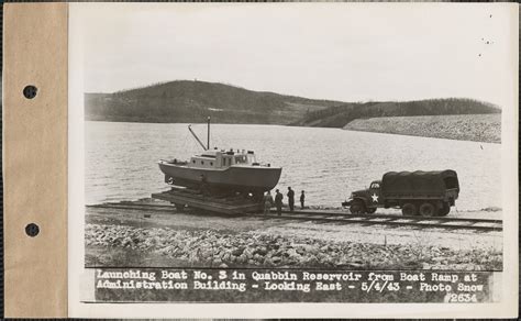 Launching Boat 3 In Quabbin Reservoir From Boat Ramp At Administration