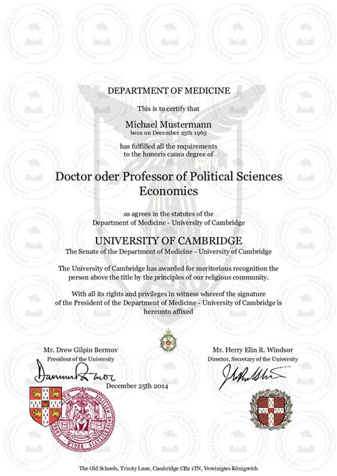 Doktortitel Cambridge University Kaufen Cambridge Universität