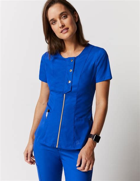 snap front top in royal blue medical scrubs by jaanuu scrubs outfit scrubs nursing uniforms