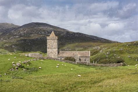 Uk Scotland Isle Of Harris Rodel View To St Clements Church Stock