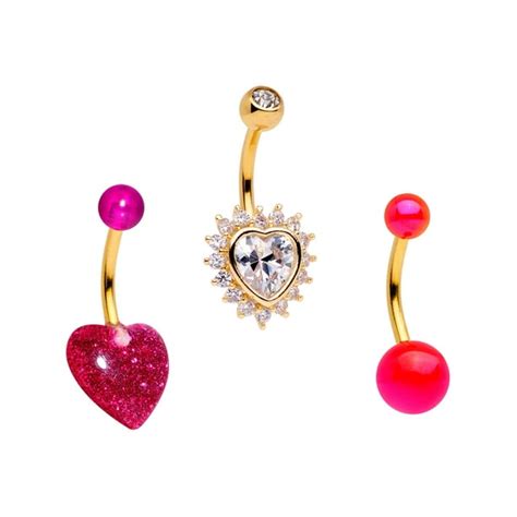 Body Candy Body Candy Women 3pc Red Acrylic Heart Bonus Pack Plated