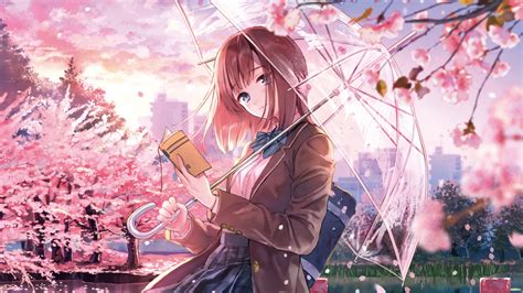 Download Wallpaper 2048x1152 Blossom Anime Girl Beautiful Dual Wide