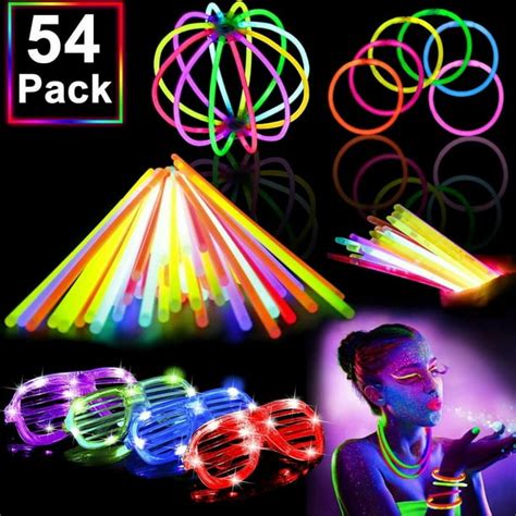 54 Pack Glow Sticks Bulk Party Pack Supplies Halloween Glow In The Dark