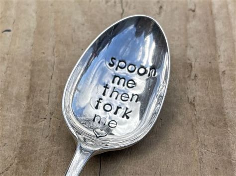 Silver Plate Spoon Me Then Fork Me Dessert Spoon Washed Up Wood