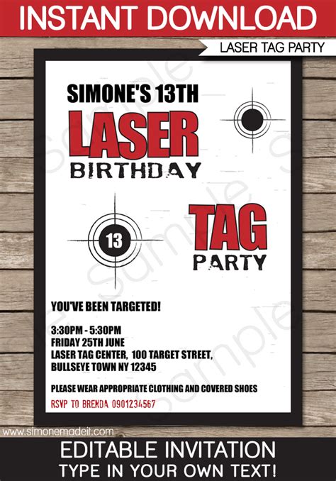laser tag party invitations birthday party