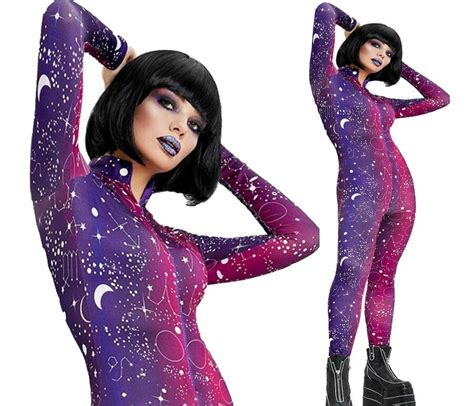 Galactic Costume Fancy Dress Space Superstar Halloween Lycra Bodysuit