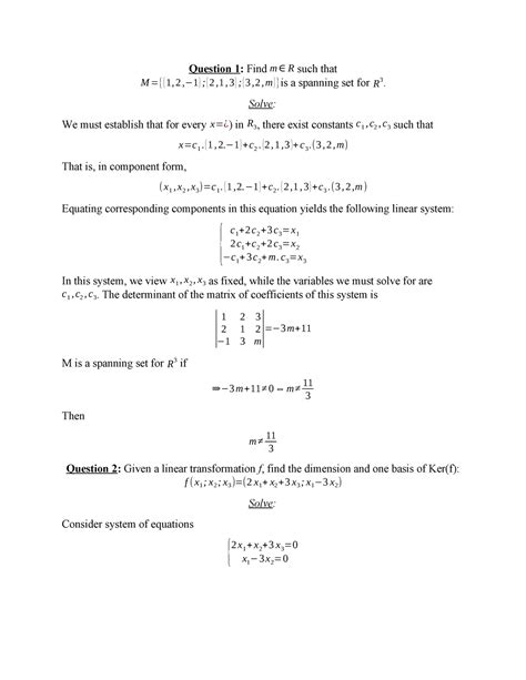 Prob 1 Matlab Question 1 Find M∈ R Such That M { 1 2 − 1 2 1 3 3 2