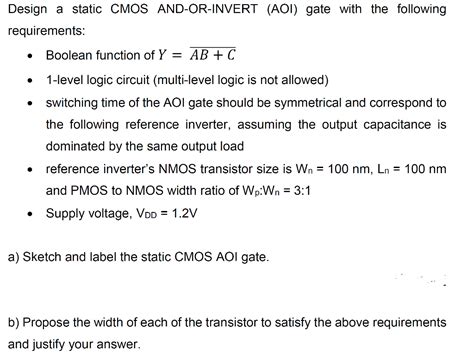 Solved Design A Static Cmos And Or Invert Aoi Gate With