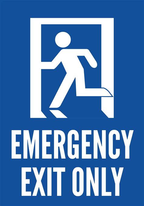 Emergency Exit Sign Emergency Exit Only Vinyl Sticker Size 7w X 10h