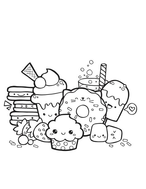 24 Printable Cute Kawaii Coloring Pages Digital Downloadinstant