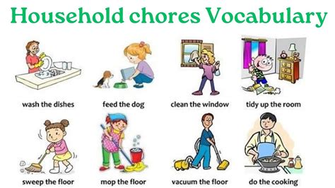 Household Chores Vocabulary Household Chores In English Youtube