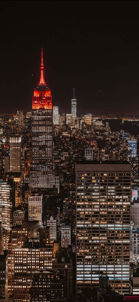 Download New York Skyline Iphone Empire State Building Night Wallpaper