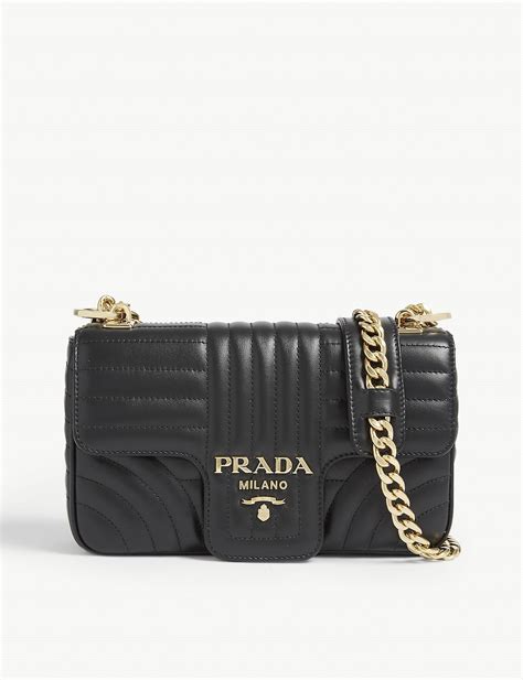 Prada Diagramme Small Quilted Leather Shoulder Bag In Black Lyst