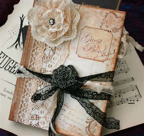 A wedding is a ceremony where two people are united in marriage. Wedding Guest Book - Vintage Style In Ivory And Black ...
