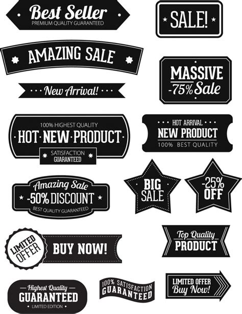 Vector Sticker And Labels Black Set Free Download