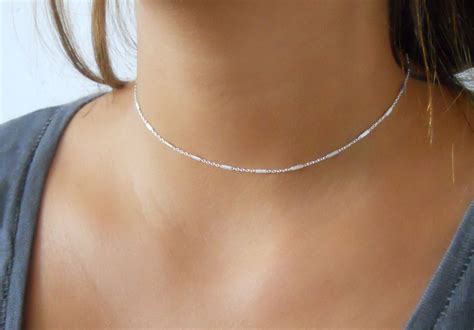 Delicate Silver Choker Sterling Silver Collar Necklace