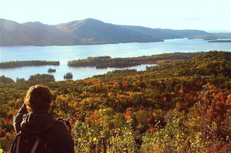 The Pinnacle Summit Overlooking Fall Foliage And Lake George Lake