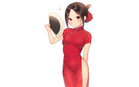 Black Hair Breasts Chinese Clothes Chinese Dress Dress Fan Gyozanuko Kaguya Sama Wa Kokurasetai