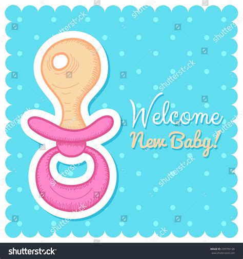 Welcome Baby Card Blue Cute Vector Stock Vector Royalty Free