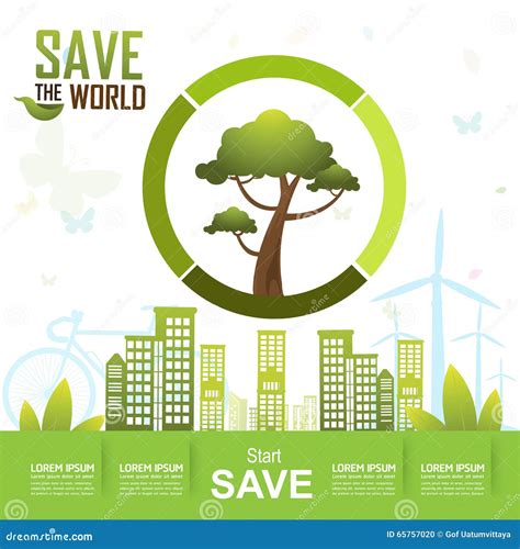 Save The World Ecology Concept Go Green Stock Vector Illustration Of