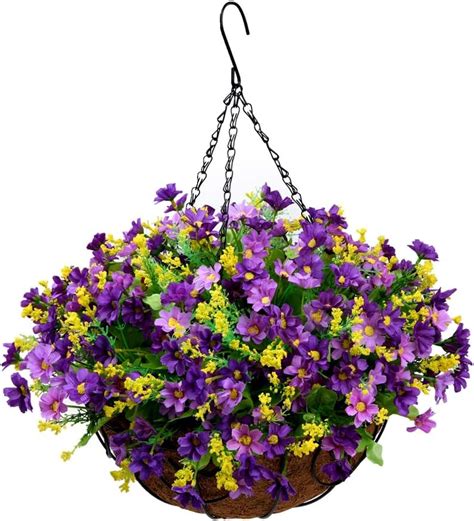 Buy Artificial Hanging Flowers In Basket Outdoor Indoor Patio Lawn