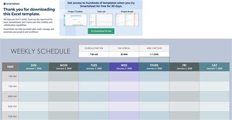 Weekly Schedule Excel Template Collection
