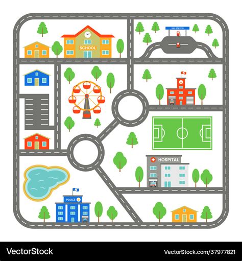 Map With Roads In City Children Road For Toy Vector Image
