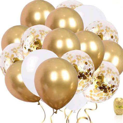 Mioparty™ 12 Inch Gold Confetti Balloons And White Balloons Latex