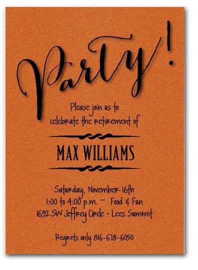 Party On Shimmery Orange Invitations With Matching Envelopes Perfect
