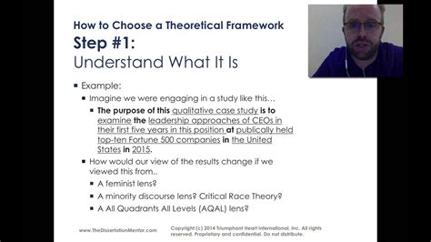 Often this requires introducing many questions, some as general as what. How to Choose a Theoretical Framework for My Dissertation ...