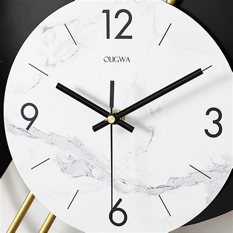 Modern Distinctive Metal Wall Clock With Gold Pendulum Homary