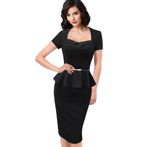 Vfemage Womens Elegant Vintage Retro Peplum Belted Work Office Business Casual Party Bodycon