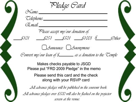 Free Pledge Card Template Professional Sample Template