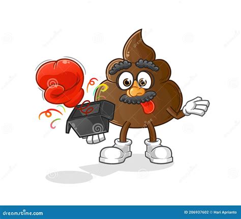 Poop Prank Glove In The Box Cartoon Mascot Stock Vector Illustration