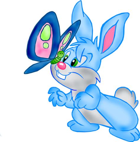 Rabbit With Blue Butterfly Png Picture Clipart