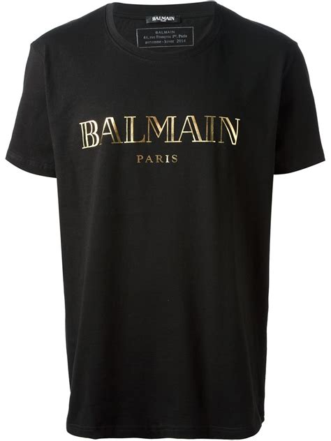 Balmain Logo Print Tshirt In Black For Men Lyst