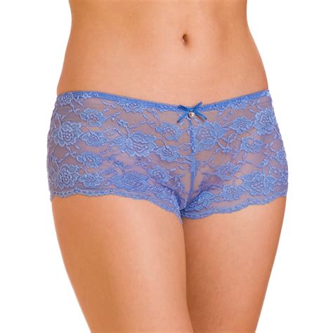 Ladies Camille Blue Lace Lingerie Womens Bow French Knickers Briefs