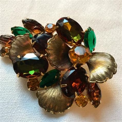 Colorful Julliana Rhinestone Brooch Autumn Leaves With Etsy Vintage