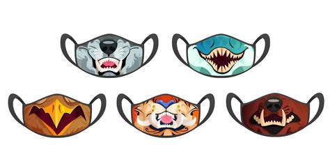 Medic Masks With Animal Muzzles Scary Roar Beasts 14634851 Vector Art