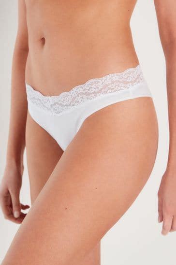 Buy Lace Trim Cotton Blend Knickers 4 Pack From The Next Uk Online Shop