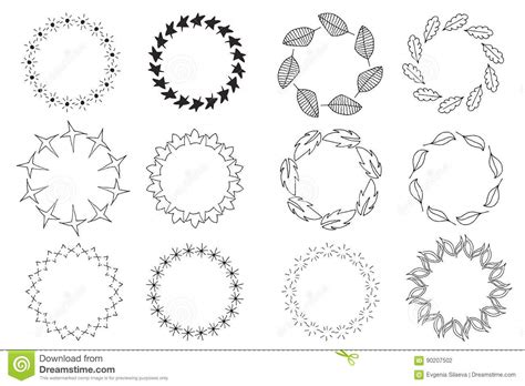 Vector Hand Drawn Illustration Of Hand Drawn Doodle Wreaths Stock