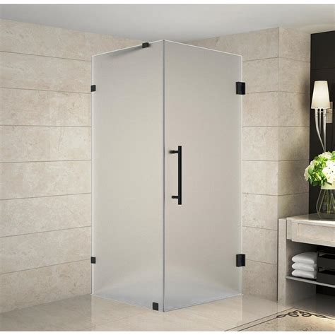 Aston Aquadica 36 In X 36 In X 72 In Frameless Corner Hinged Shower Door With Frosted Glass