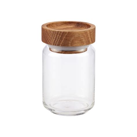Artisan Glass Canisters With Oak Lids The Container Store