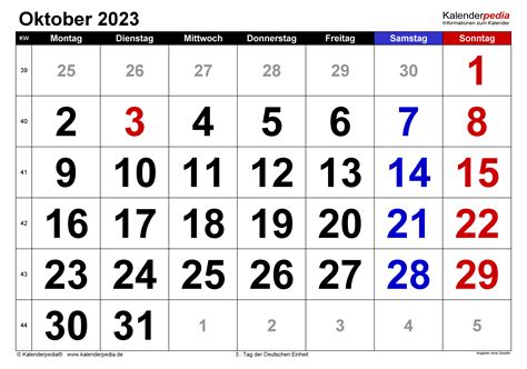 Kalender Oktober 2023 Als Pdf Vorlagen