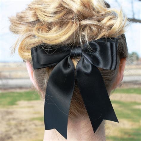 Formal Affair Black Hair Bow Satin Ribbon Womens Ladies Girls