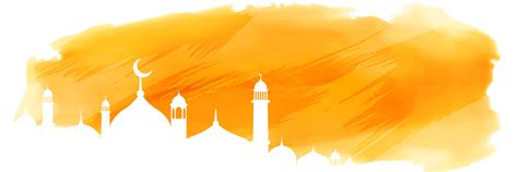 Yellow Watercolor Islamic Banner With Mosque Design Download Free